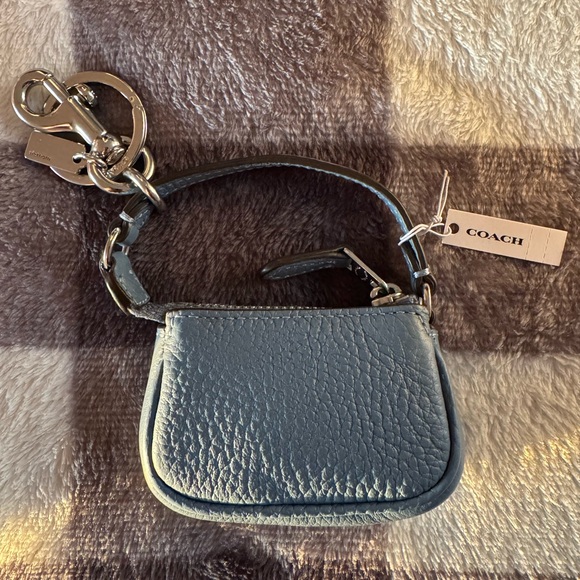 Coach Mini Nolita Bag Charm NEW Keychain Keyfob Silver Light Mist Zip Li… - Picture 5 of 9